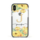 Personalised Yellow Flowers Apple iPhone Xs Impact Case Black Edge on Silver Phone