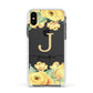 Personalised Yellow Flowers Apple iPhone Xs Impact Case White Edge on Black Phone