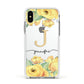 Personalised Yellow Flowers Apple iPhone Xs Impact Case White Edge on Silver Phone