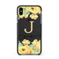 Personalised Yellow Flowers Apple iPhone Xs Max Impact Case Black Edge on Black Phone