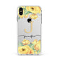 Personalised Yellow Flowers Apple iPhone Xs Max Impact Case White Edge on Silver Phone