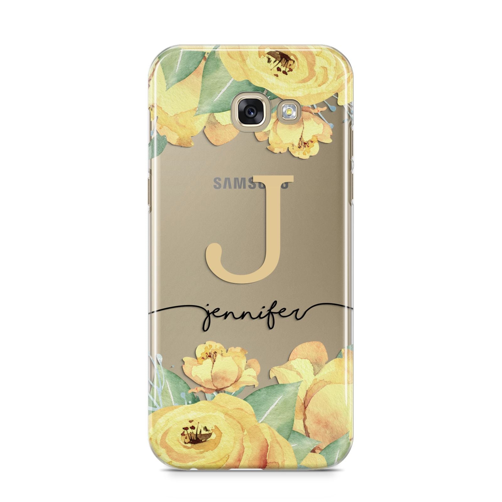 Personalised Yellow Flowers Samsung Galaxy A5 2017 Case on gold phone