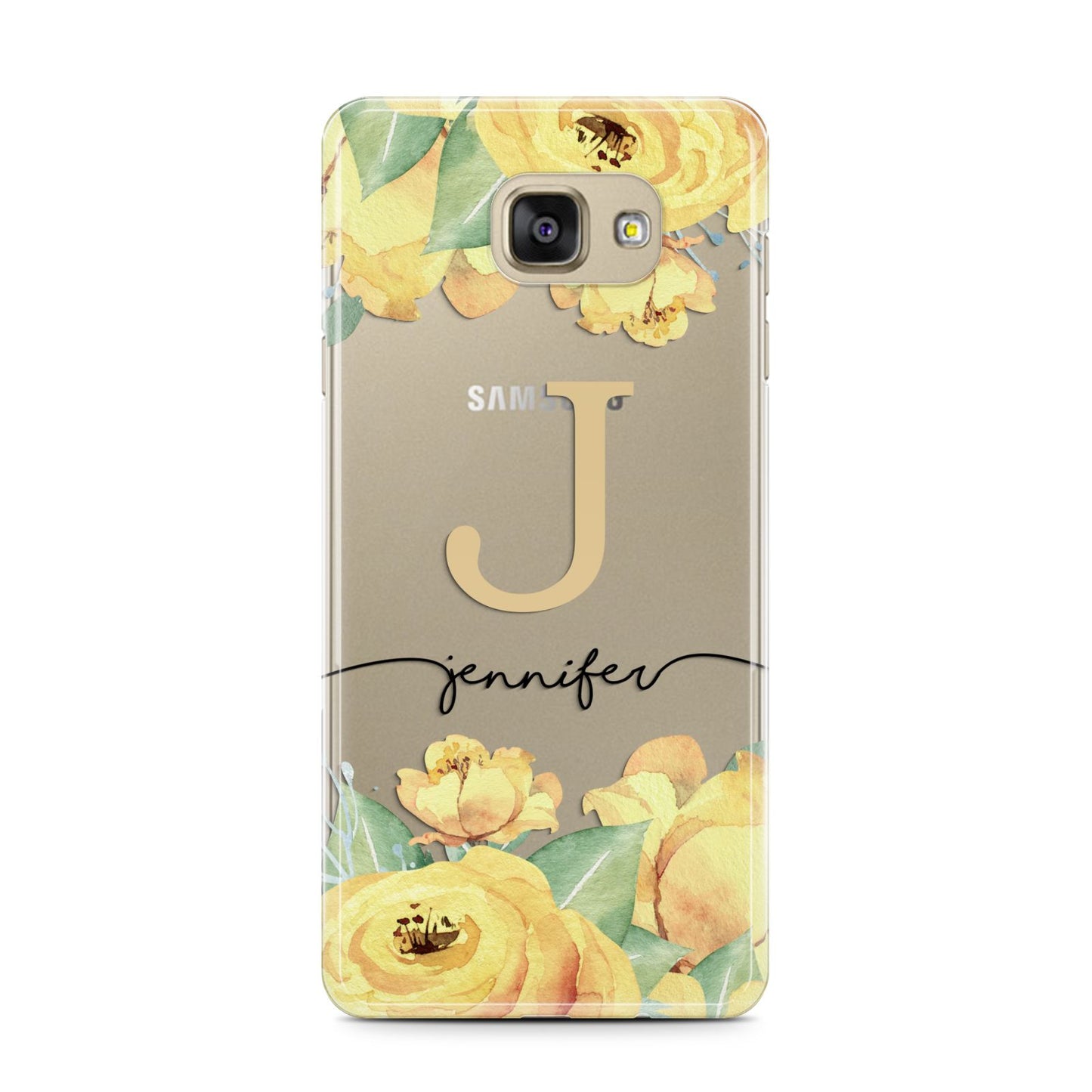 Personalised Yellow Flowers Samsung Galaxy A7 2016 Case on gold phone