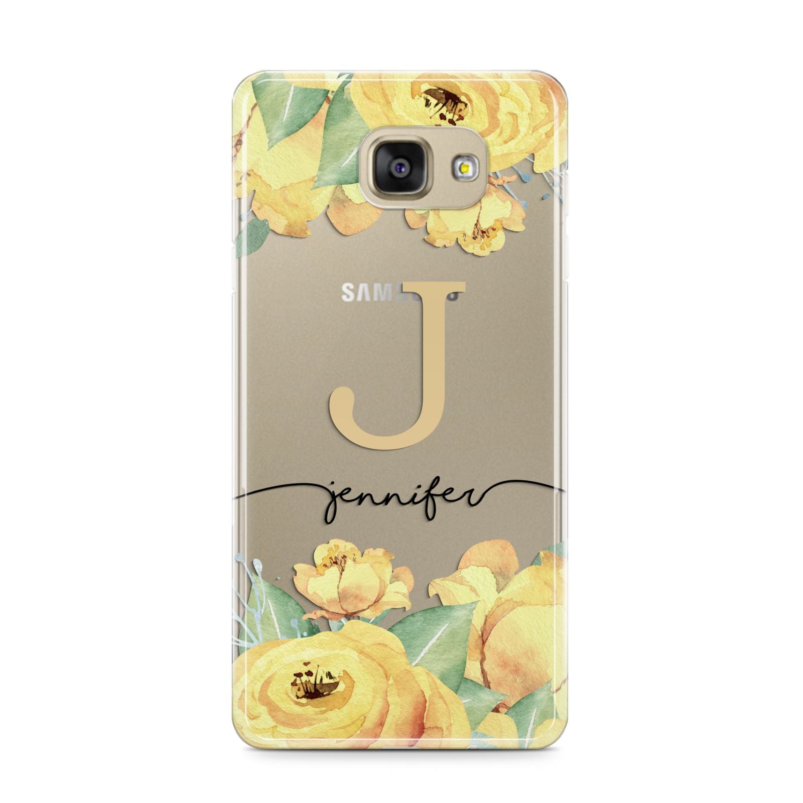 Personalised Yellow Flowers Samsung Galaxy A9 2016 Case on gold phone