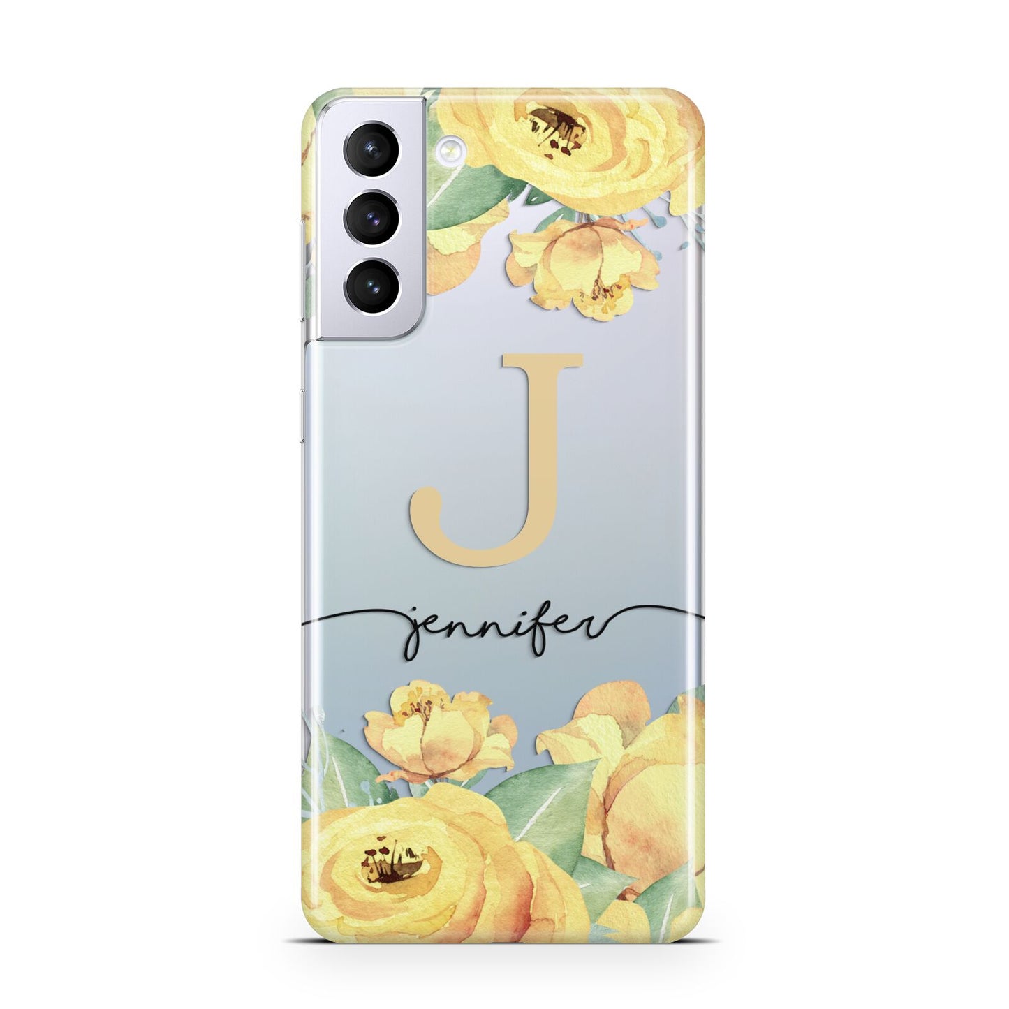 Personalised Yellow Flowers Samsung S21 Plus Case