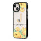 Personalised Yellow Flowers iPhone 13 Black Impact Case Side Angle on Silver phone