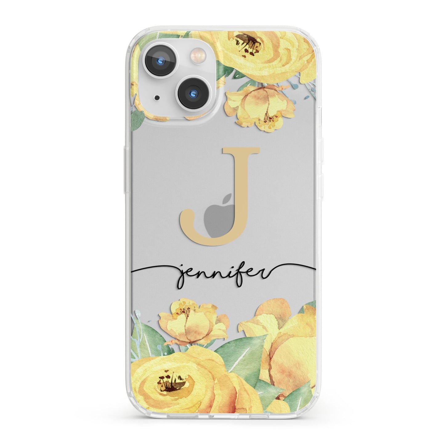 Personalised Yellow Flowers iPhone 13 Clear Bumper Case