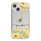 Personalised Yellow Flowers iPhone 13 Mini TPU Impact Case with Pink Edges