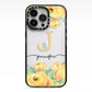 Personalised Yellow Flowers iPhone 13 Pro Black Impact Case on Silver phone