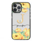 Personalised Yellow Flowers iPhone 13 Pro Max Black Impact Case on Silver phone