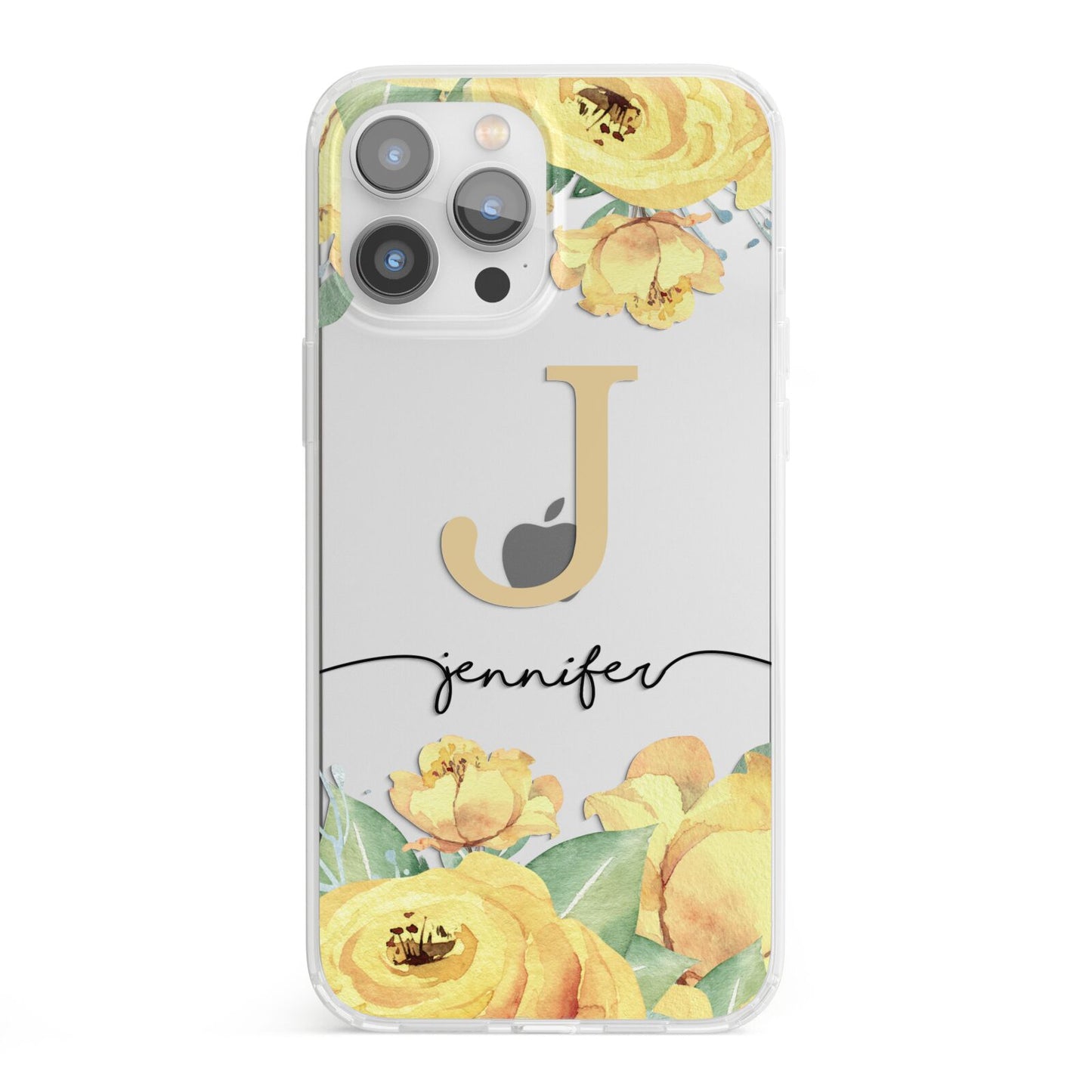 Personalised Yellow Flowers iPhone 13 Pro Max Clear Bumper Case