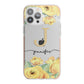 Personalised Yellow Flowers iPhone 13 Pro Max TPU Impact Case with Pink Edges