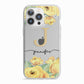 Personalised Yellow Flowers iPhone 13 Pro TPU Impact Case with White Edges