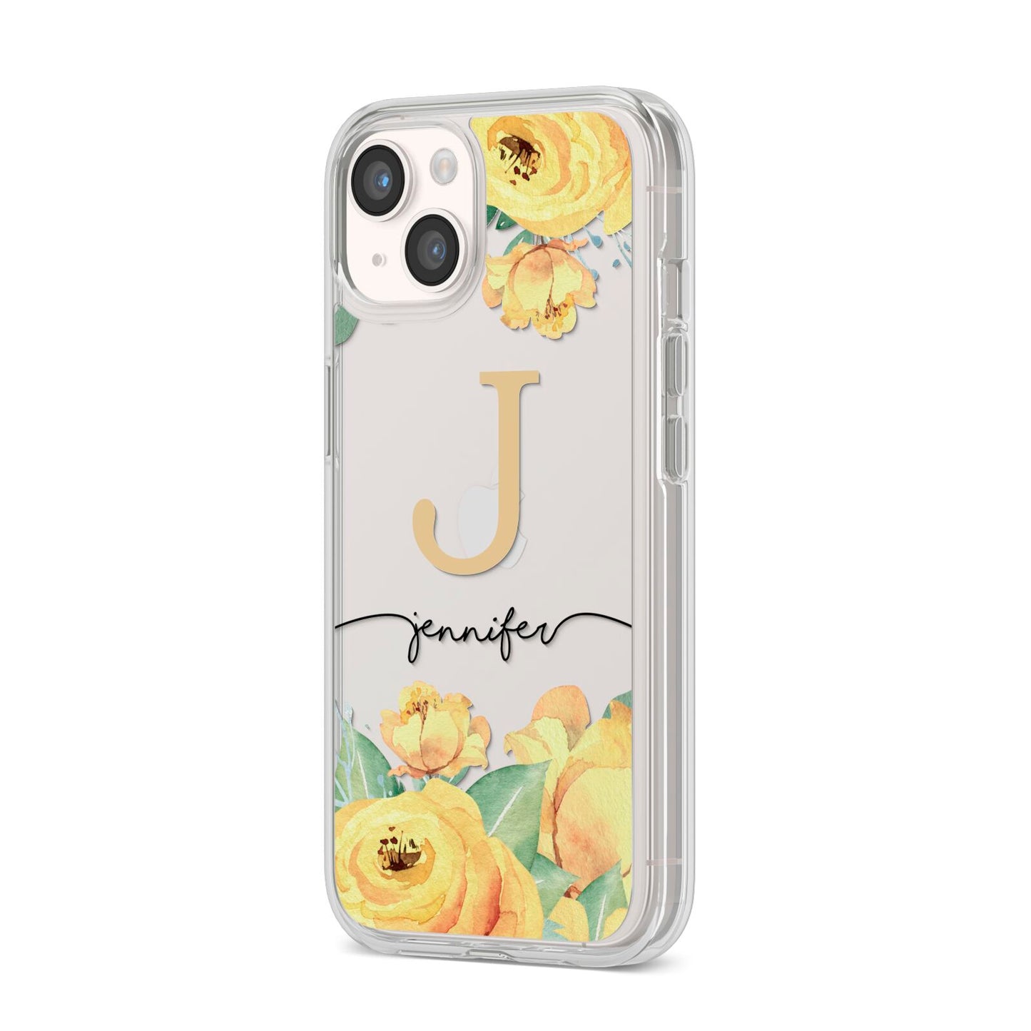 Personalised Yellow Flowers iPhone 14 Clear Tough Case Starlight Angled Image