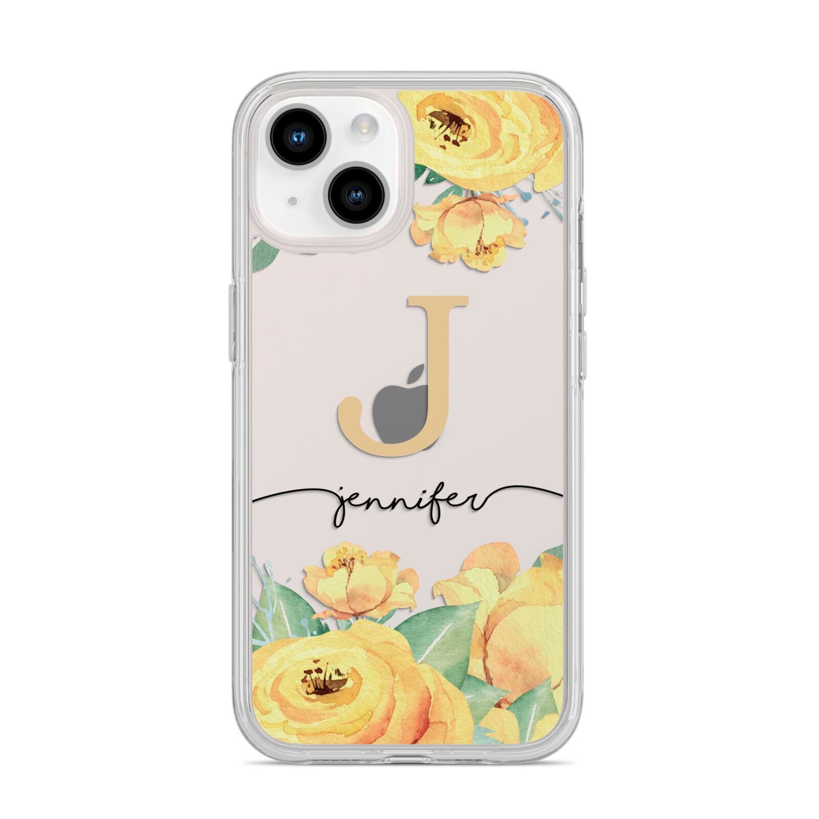 Personalised Yellow Flowers iPhone 14 Clear Tough Case Starlight