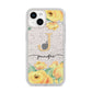 Personalised Yellow Flowers iPhone 14 Glitter Tough Case Starlight