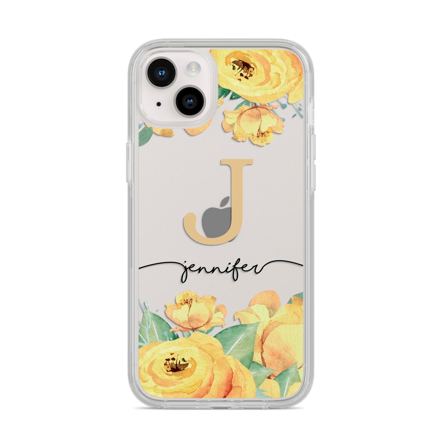 Personalised Yellow Flowers iPhone 14 Plus Clear Tough Case Starlight