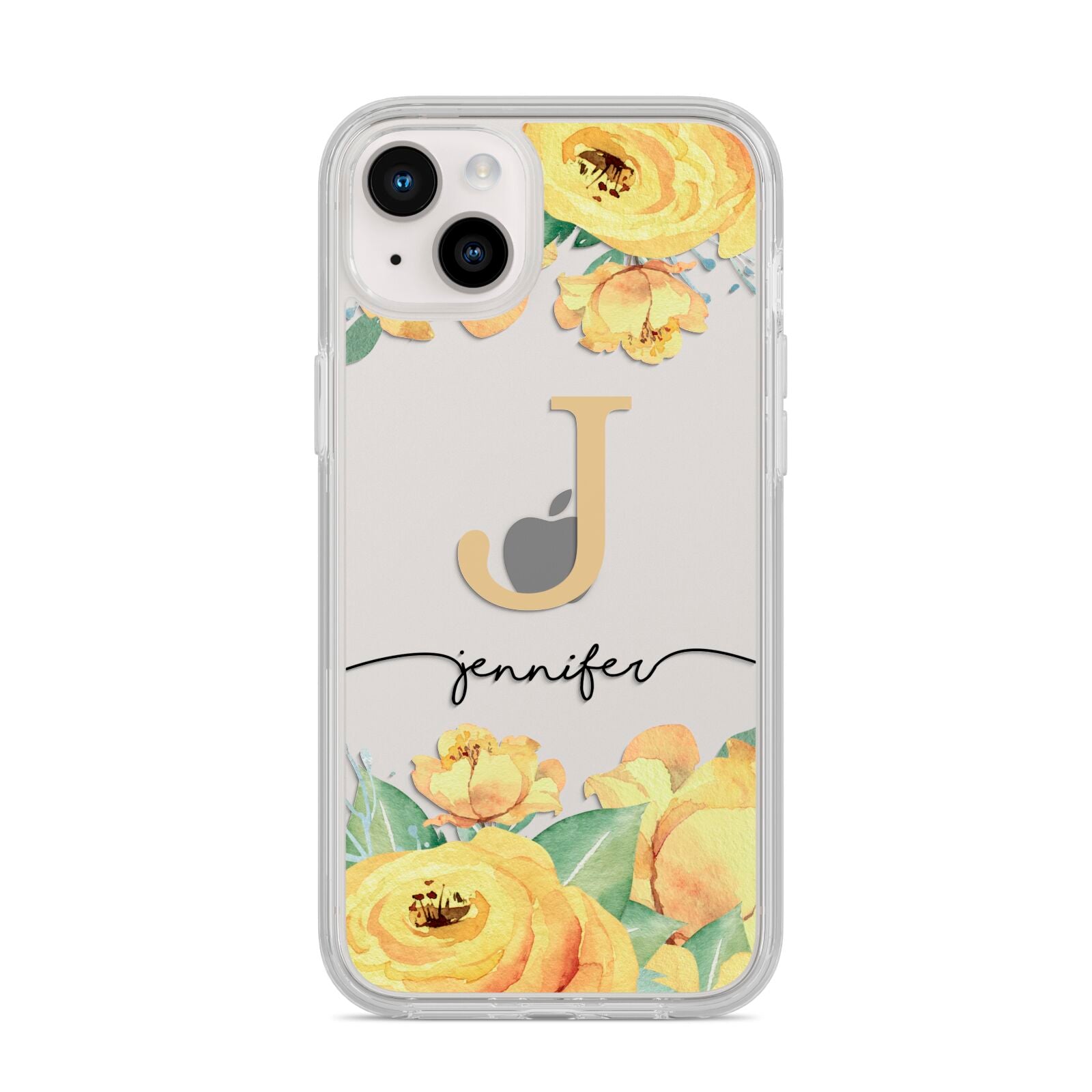 Personalised Yellow Flowers iPhone 14 Plus Clear Tough Case Starlight