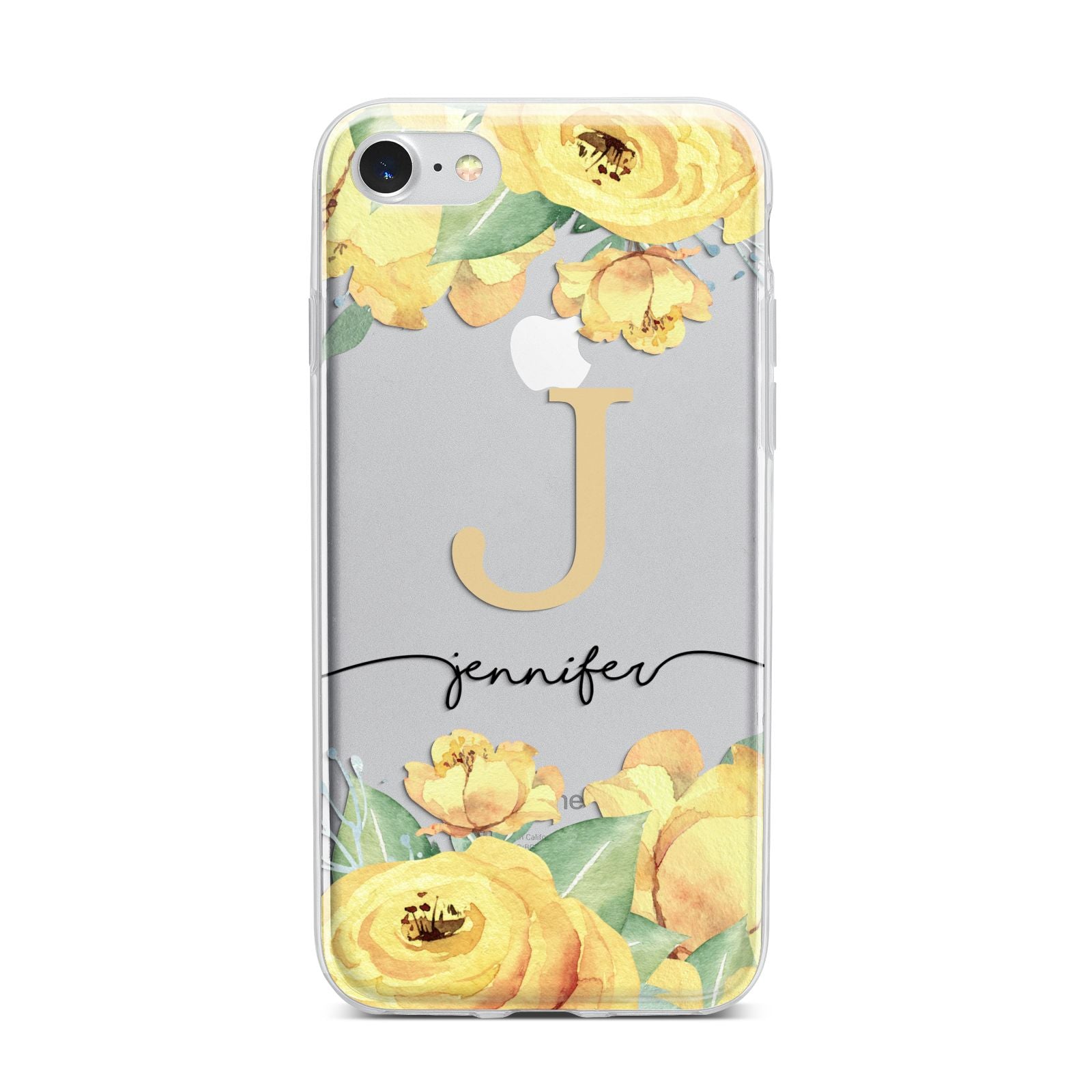 Personalised Yellow Flowers iPhone 7 Bumper Case on Silver iPhone