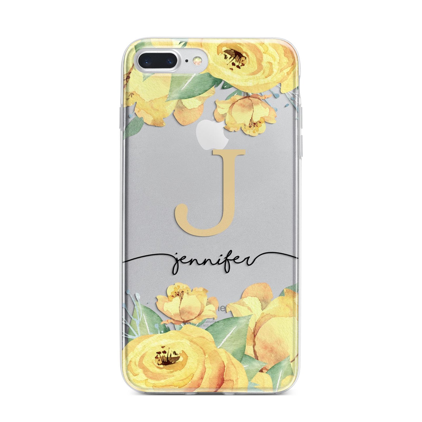 Personalised Yellow Flowers iPhone 7 Plus Bumper Case on Silver iPhone