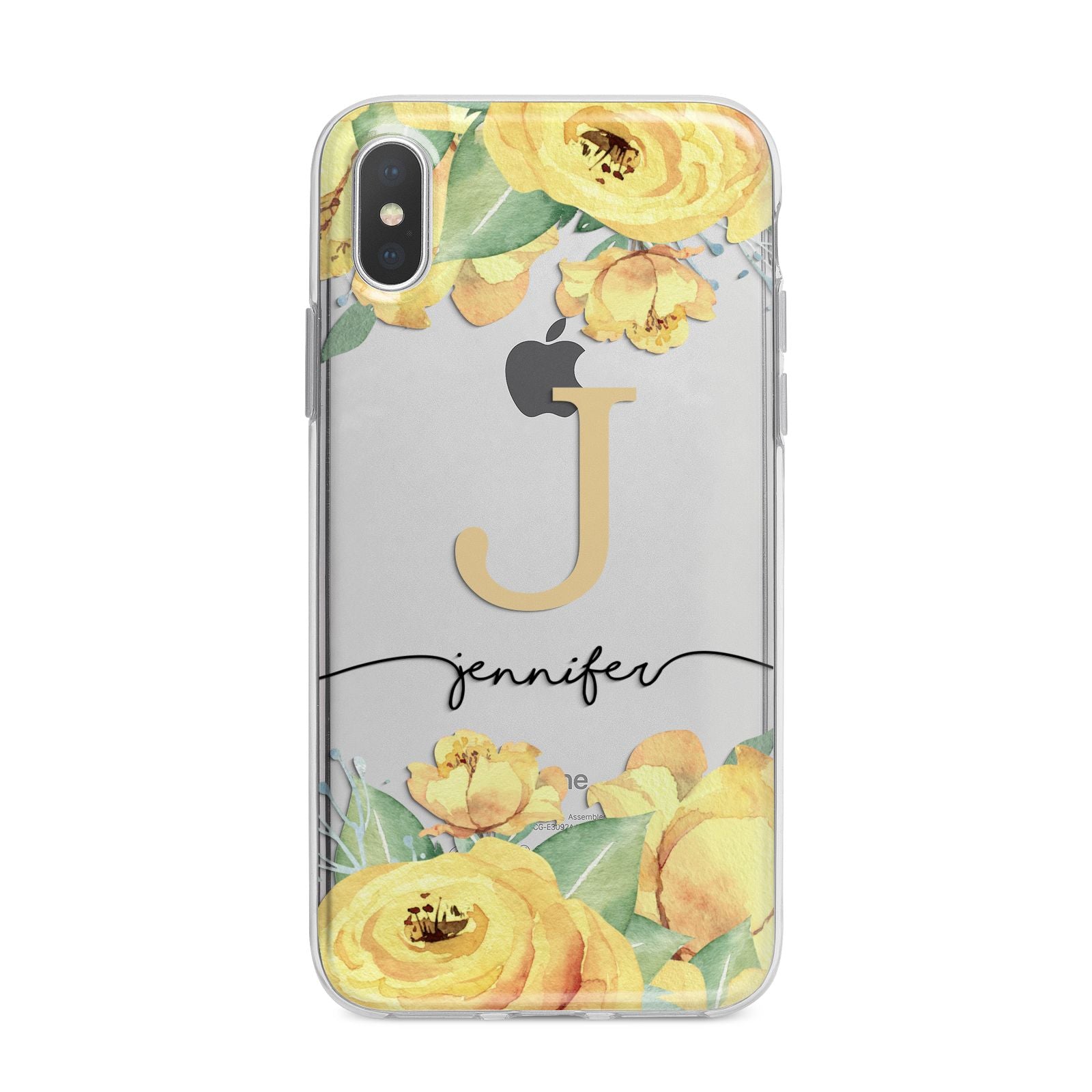 Personalised Yellow Flowers iPhone X Bumper Case on Silver iPhone Alternative Image 1