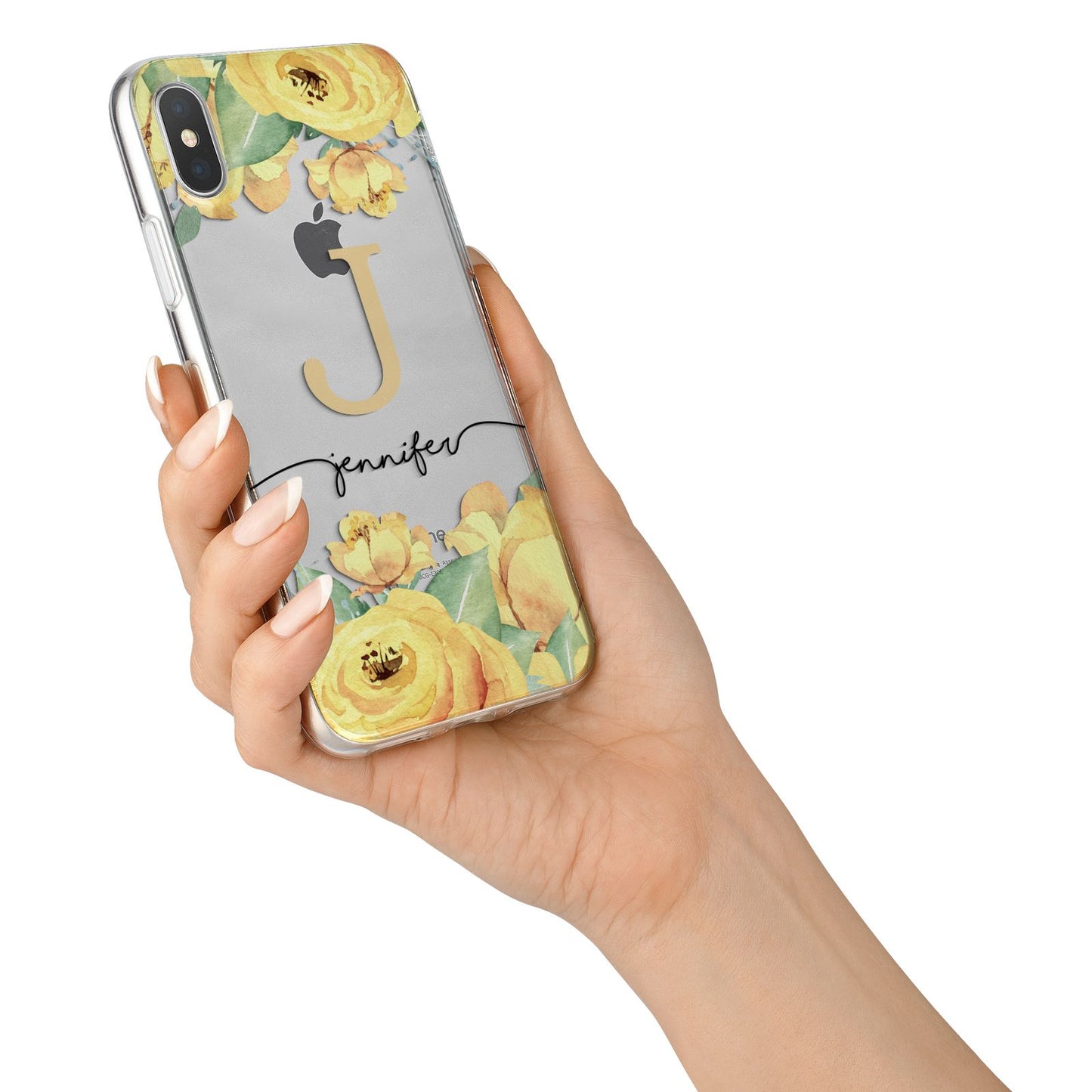 Personalised Yellow Flowers iPhone X Bumper Case on Silver iPhone Alternative Image 2