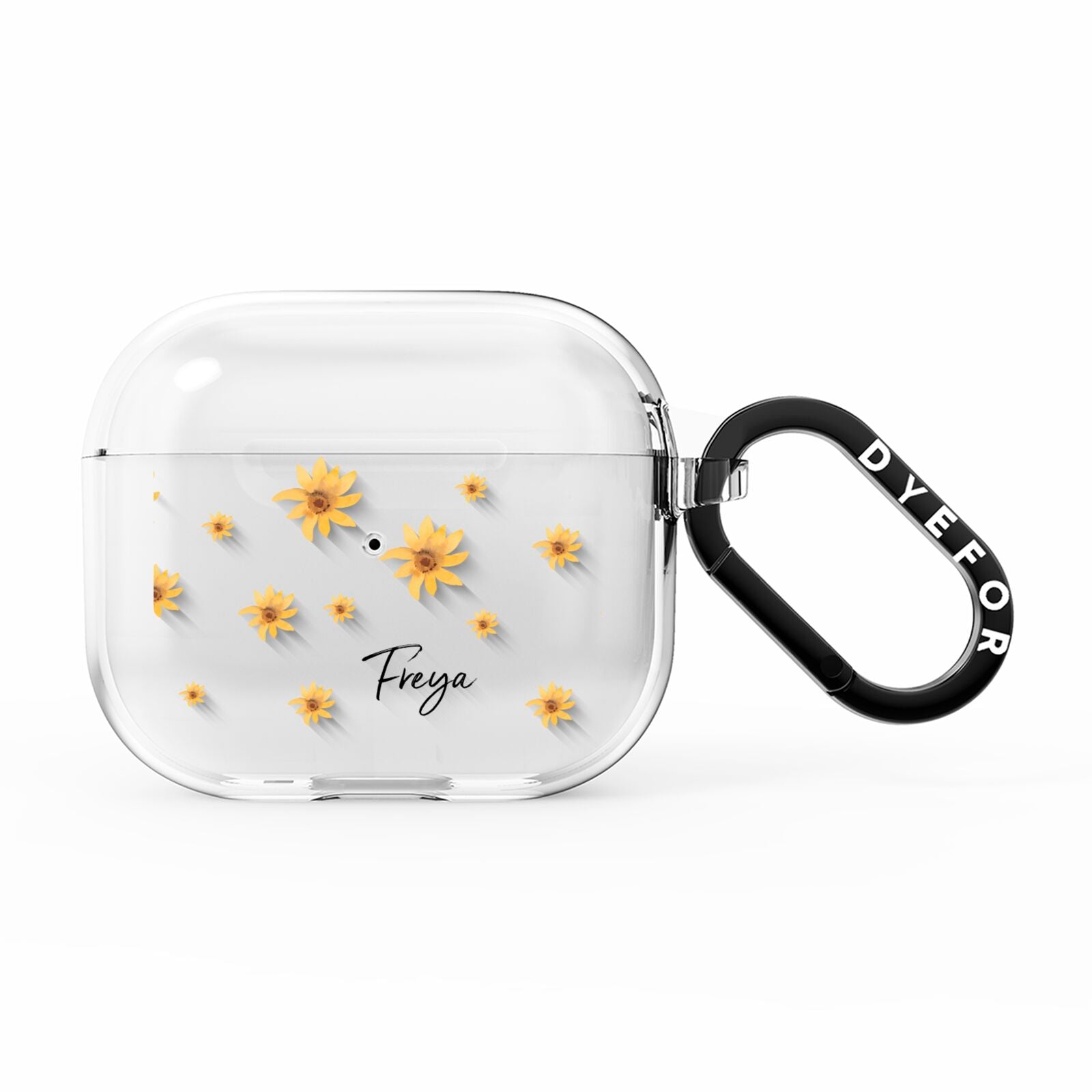 Personalised Yellow Lily AirPods Clear Case 3rd Gen