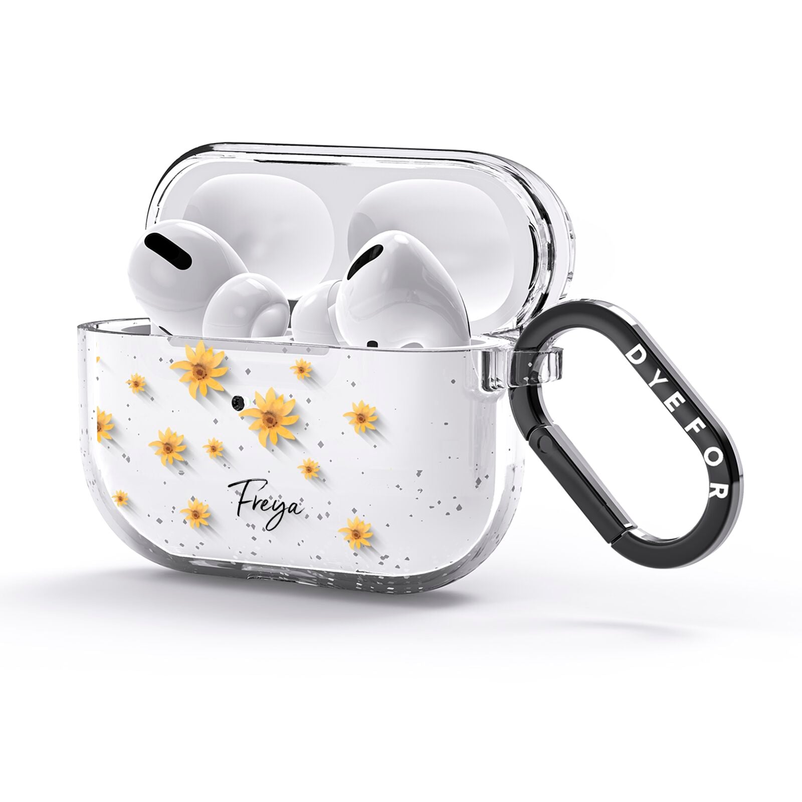 Personalised Yellow Lily AirPods Glitter Case 3rd Gen Side Image