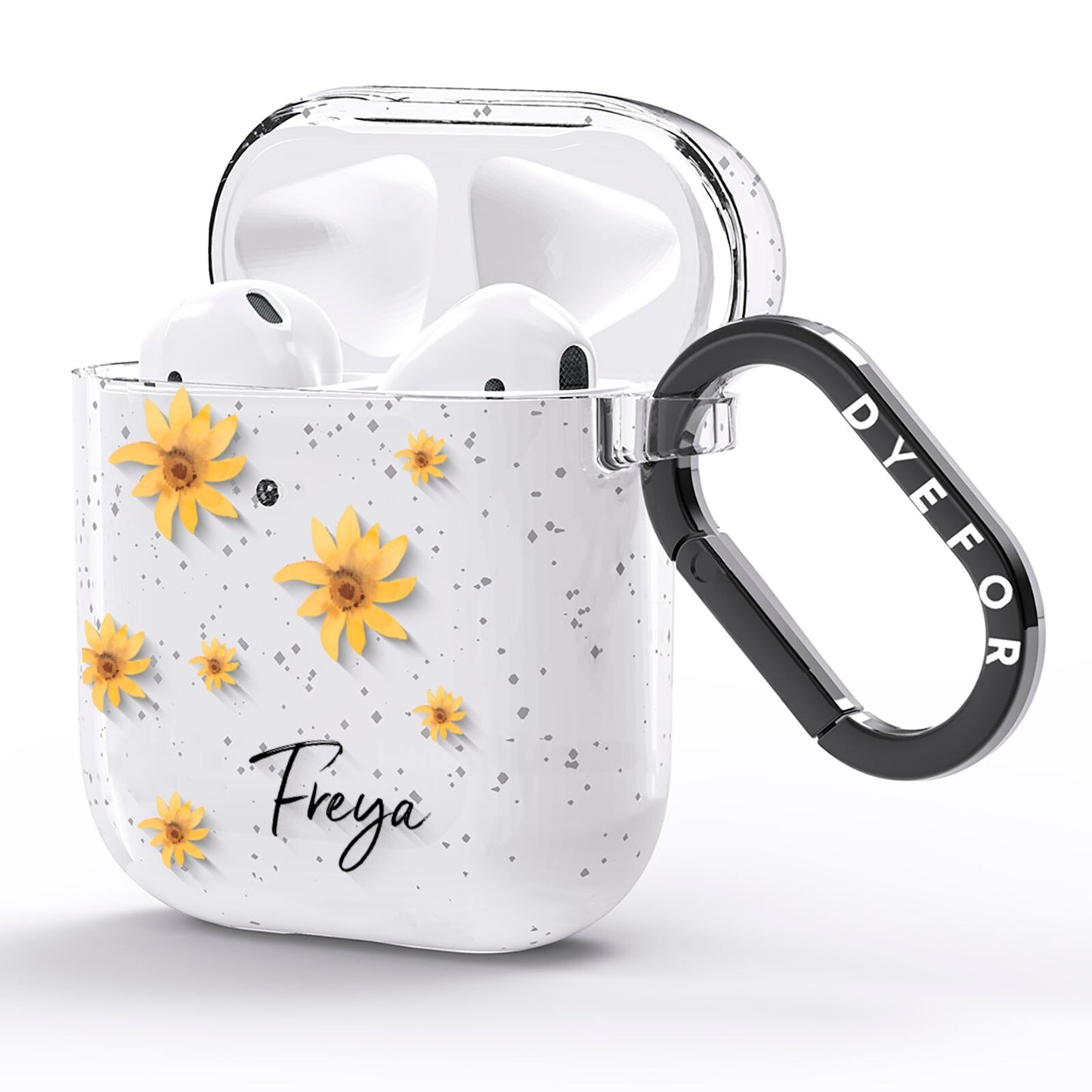 Personalised Yellow Lily AirPods Glitter Case Side Image