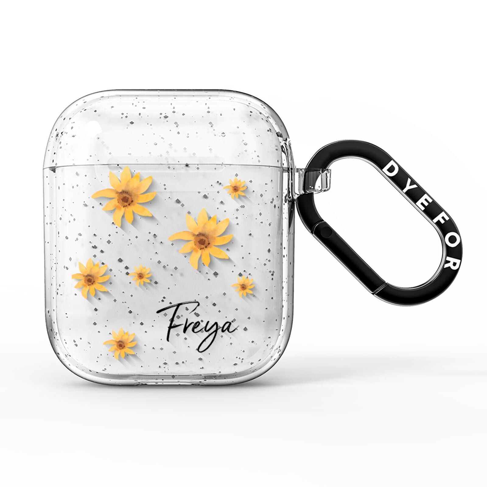 Personalised Yellow Lily AirPods Glitter Case