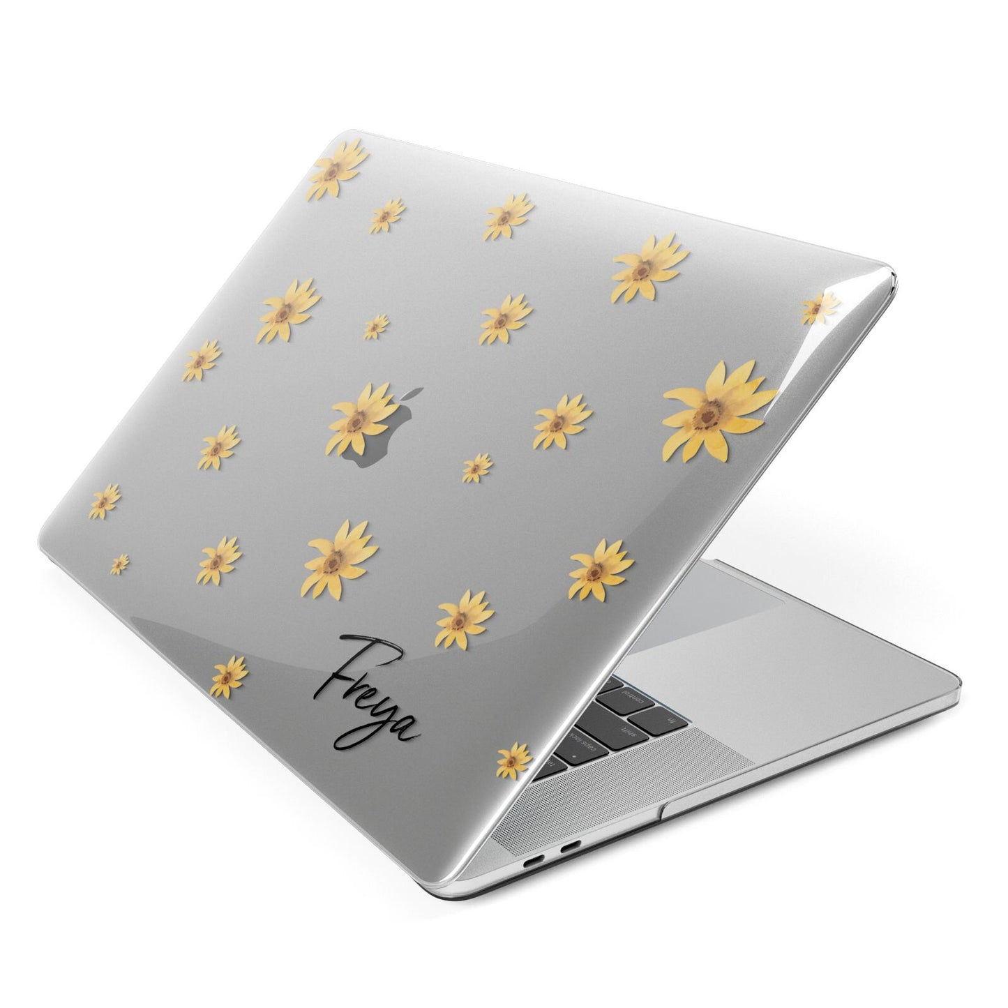 Personalised Yellow Lily Apple MacBook Case Side View