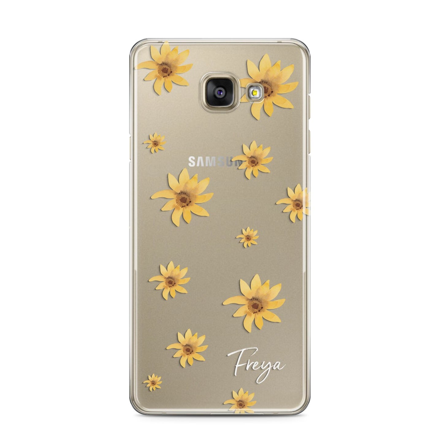 Personalised Yellow Lily Samsung Galaxy A3 2016 Case on gold phone