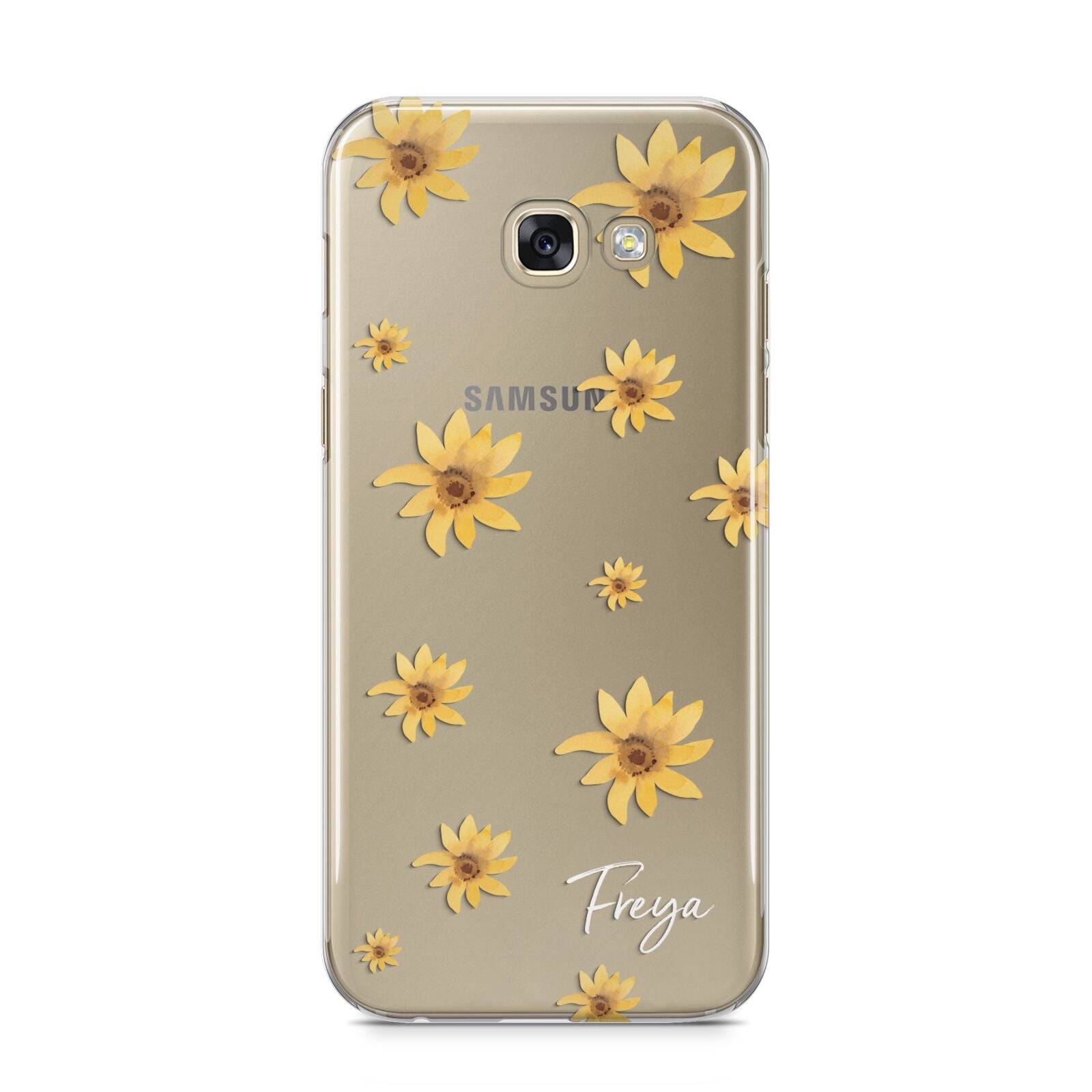 Personalised Yellow Lily Samsung Galaxy A5 2017 Case on gold phone