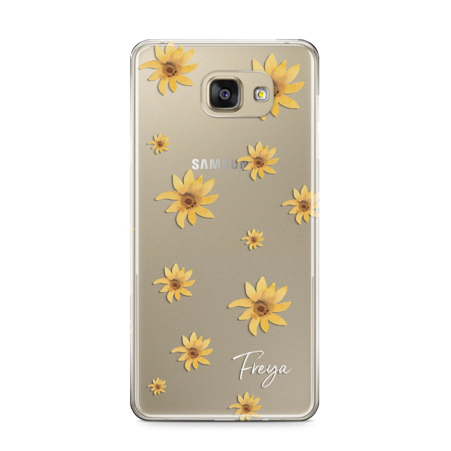 Personalised Yellow Lily Samsung Galaxy A9 2016 Case on gold phone