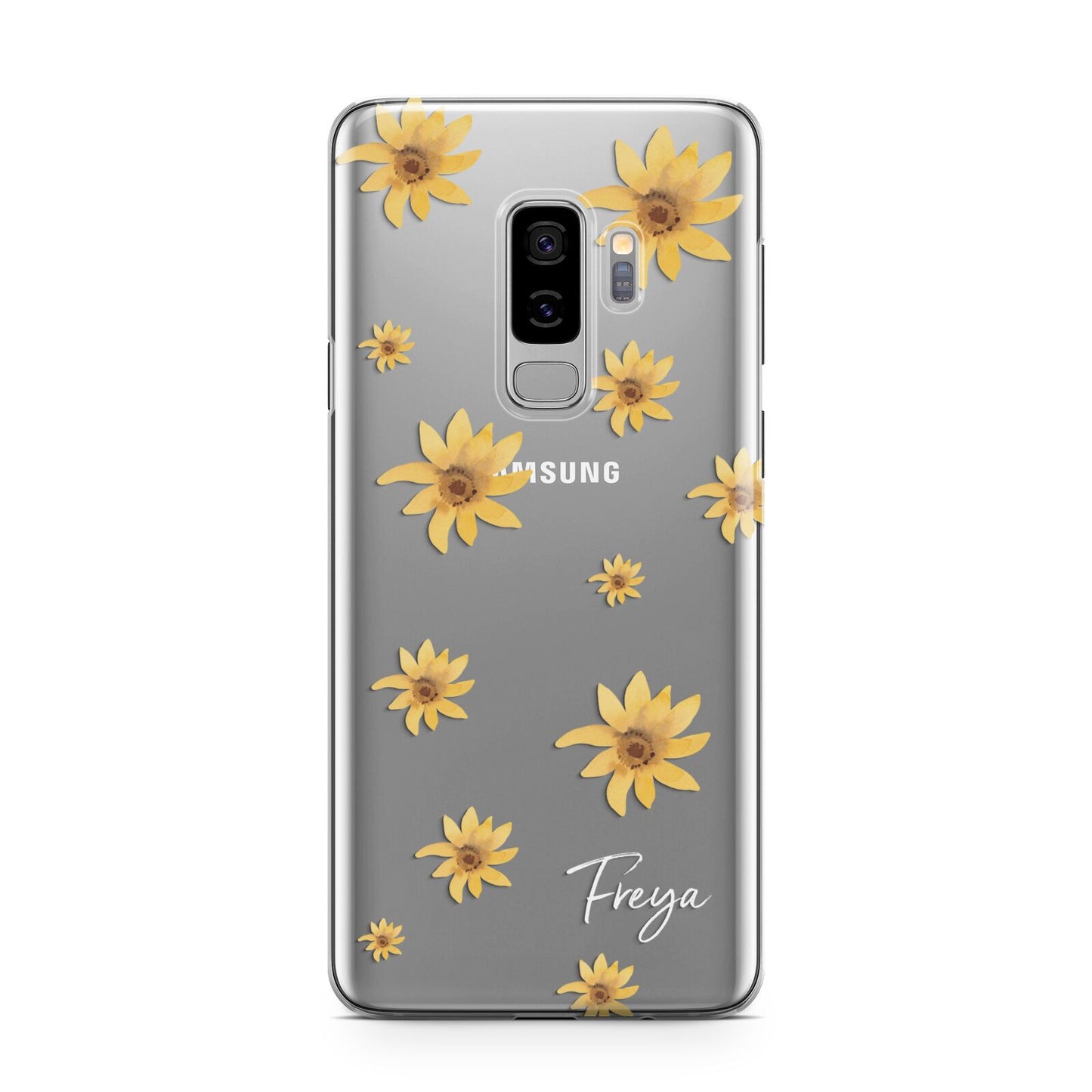 Personalised Yellow Lily Samsung Galaxy S9 Plus Case on Silver phone