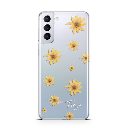 Personalised Yellow Lily Samsung S21 Plus Phone Case