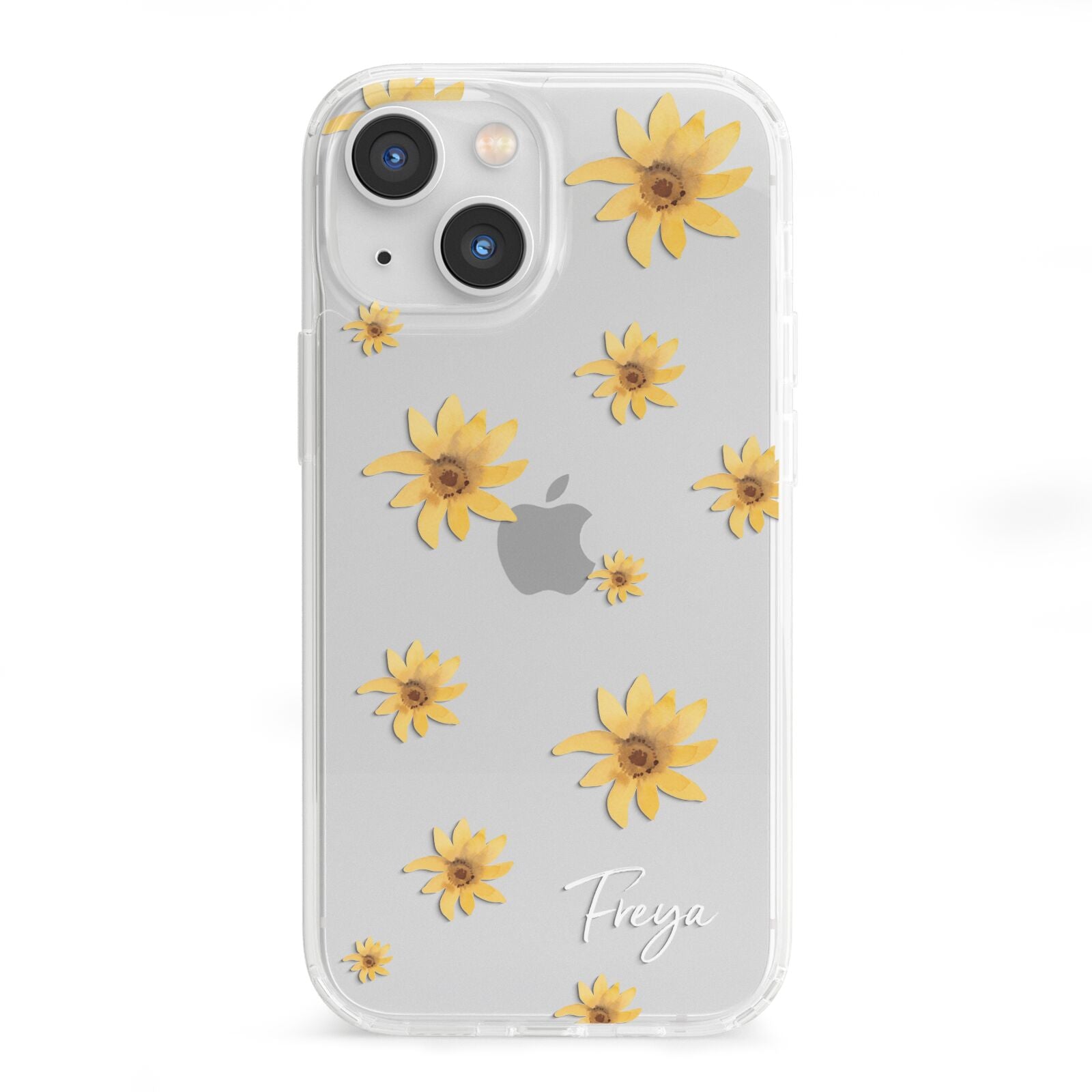 Personalised Yellow Lily iPhone 13 Mini Clear Bumper Case