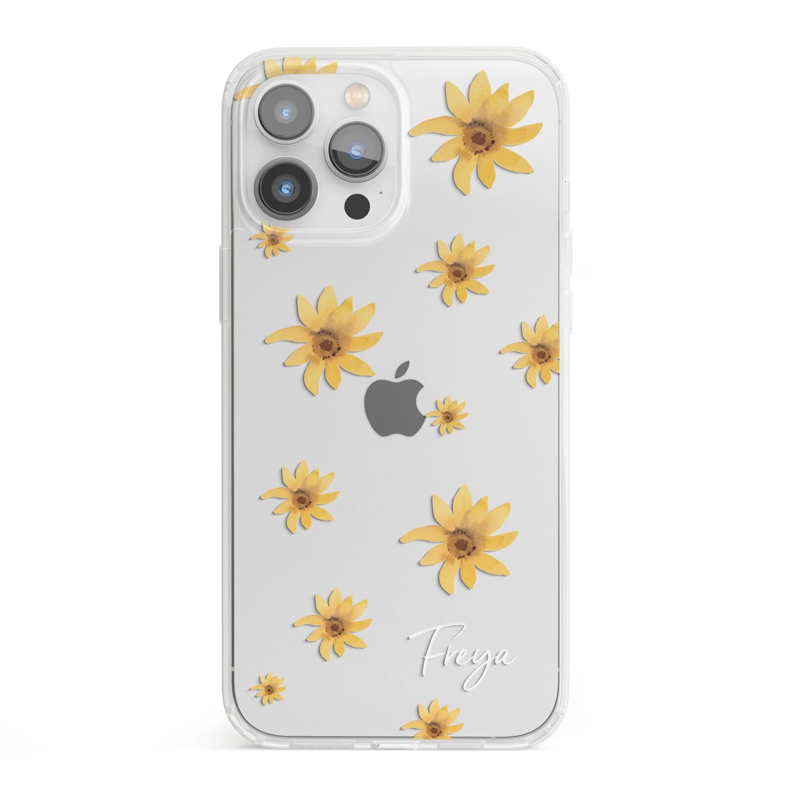 Personalised Yellow Lily iPhone 13 Pro Max Clear Bumper Case