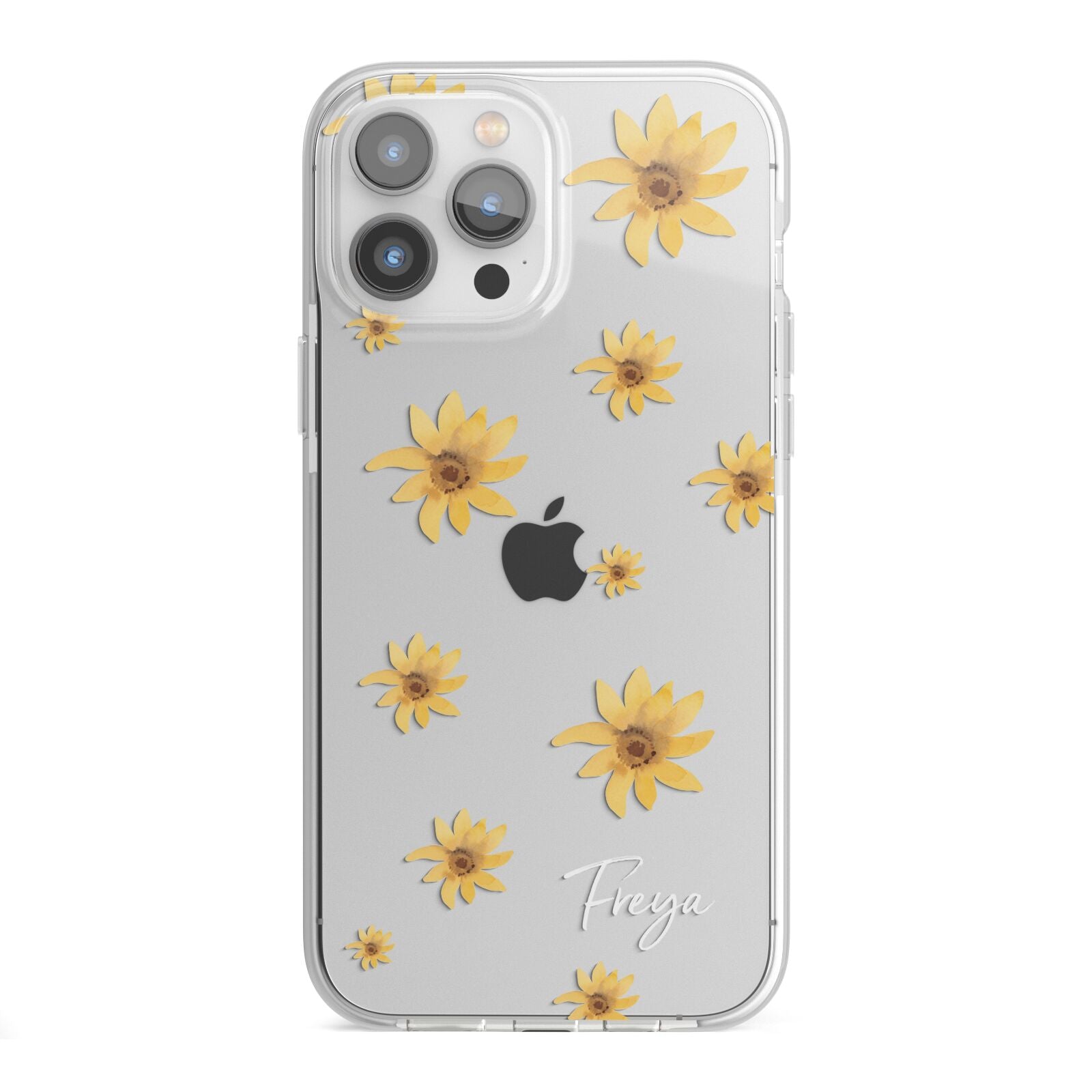 Personalised Yellow Lily iPhone 13 Pro Max TPU Impact Case with White Edges