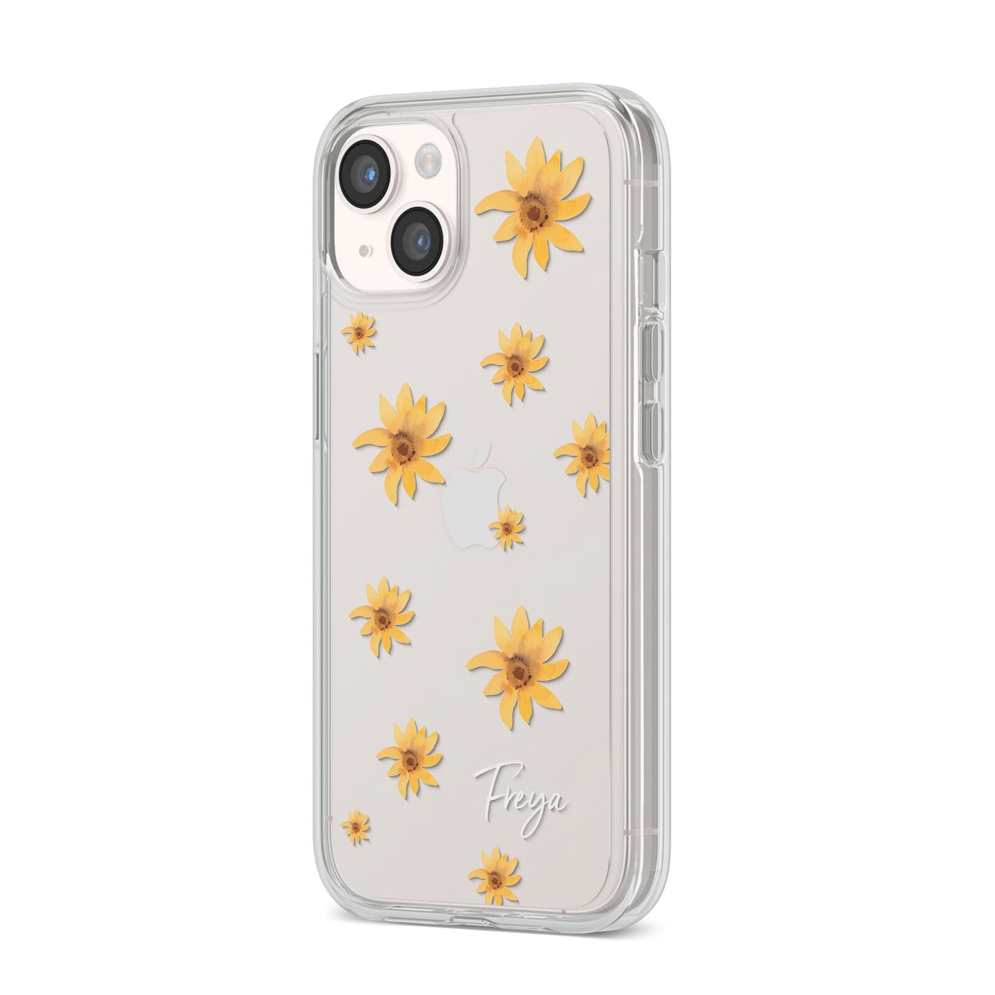 Personalised Yellow Lily iPhone 14 Clear Tough Case Starlight Angled Image