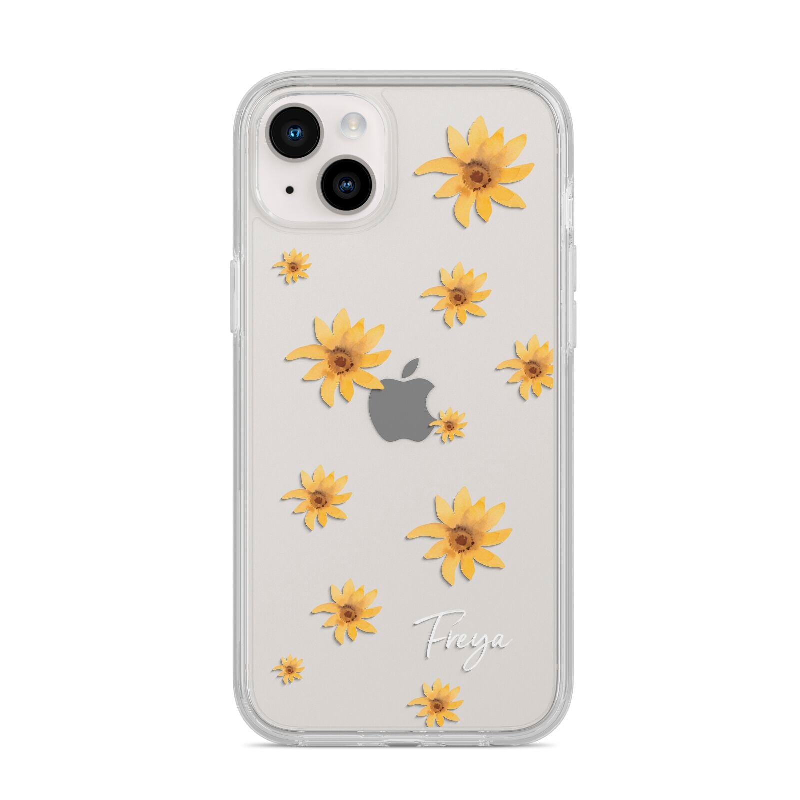 Personalised Yellow Lily iPhone 14 Plus Clear Tough Case Starlight