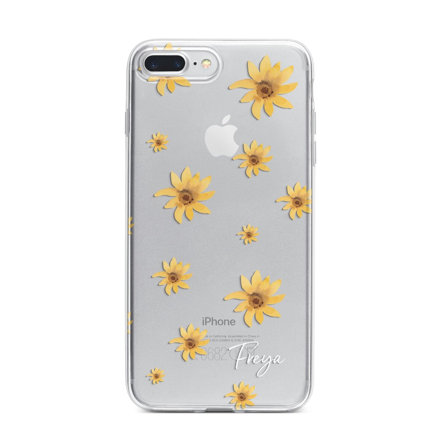 Personalised Yellow Lily iPhone 7 Plus Bumper Case on Silver iPhone