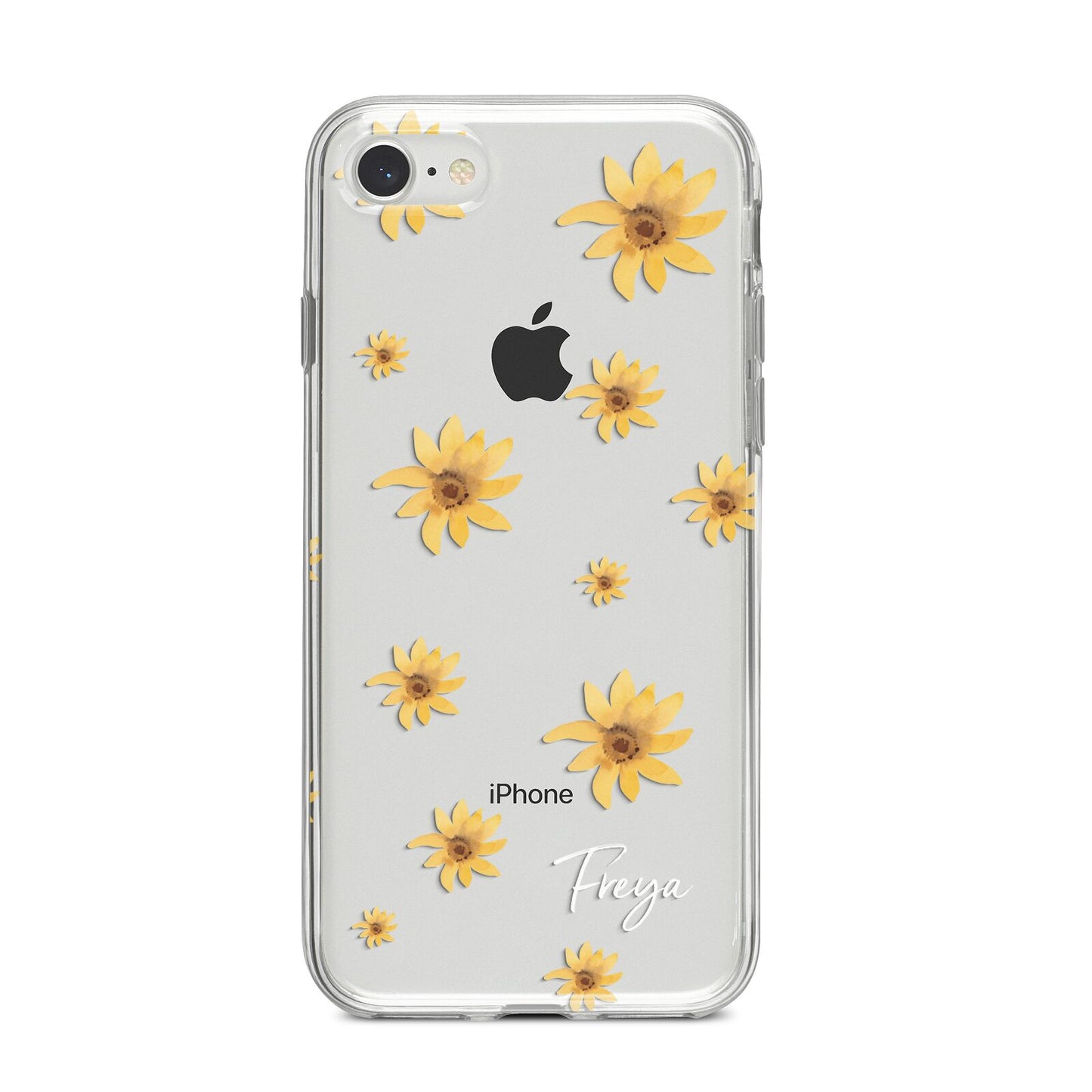 Personalised Yellow Lily iPhone 8 Bumper Case on Silver iPhone