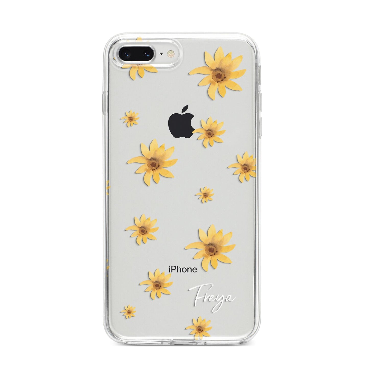 Personalised Yellow Lily iPhone 8 Plus Bumper Case on Silver iPhone