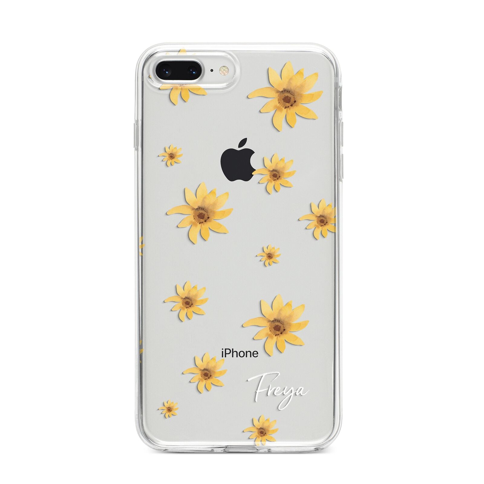 Personalised Yellow Lily iPhone 8 Plus Bumper Case on Silver iPhone