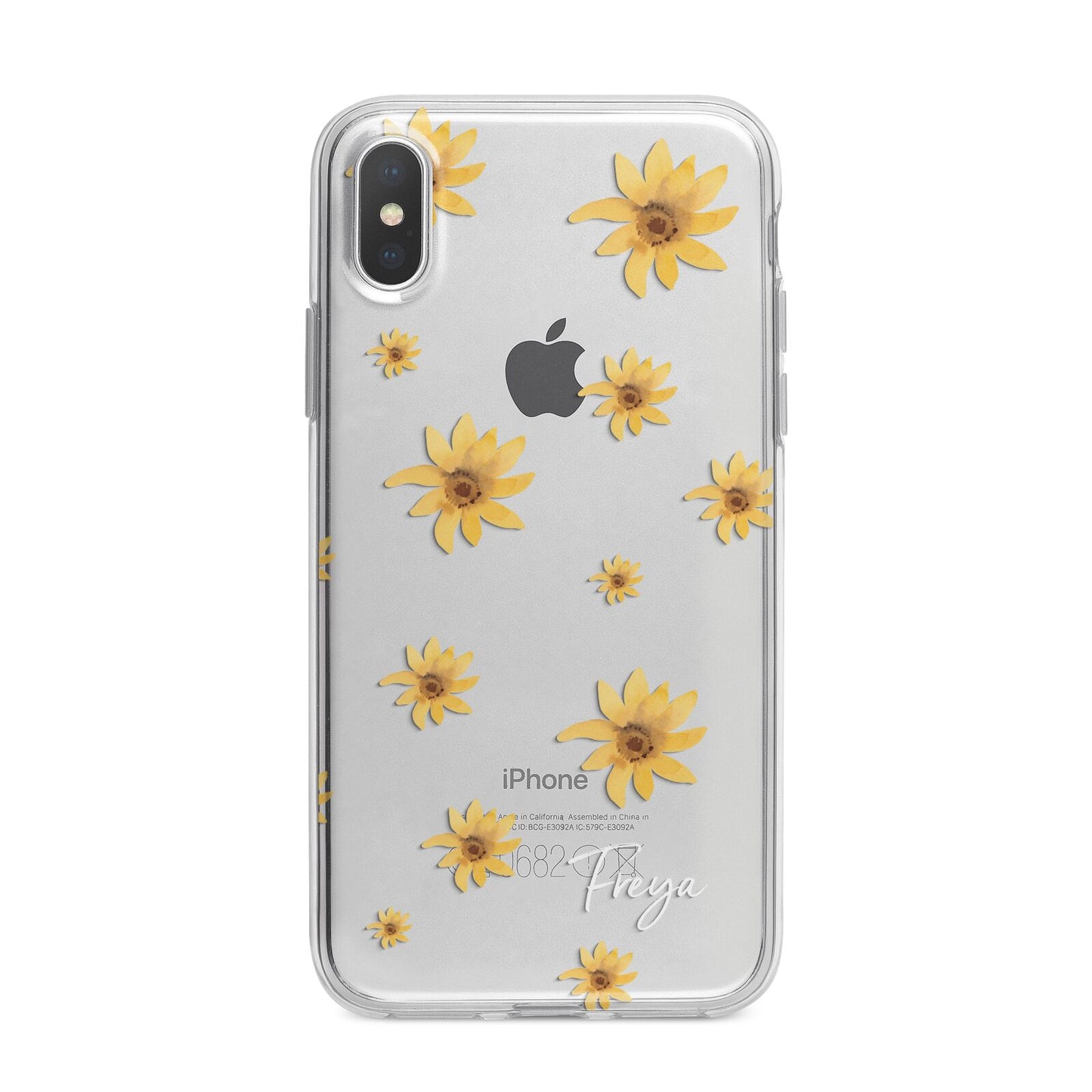 Personalised Yellow Lily iPhone X Bumper Case on Silver iPhone Alternative Image 1