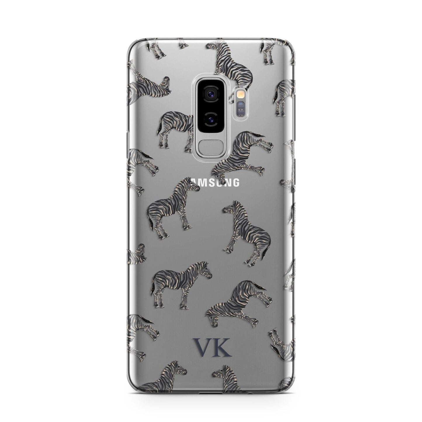 Personalised Zebra Samsung Galaxy S9 Plus Case on Silver phone