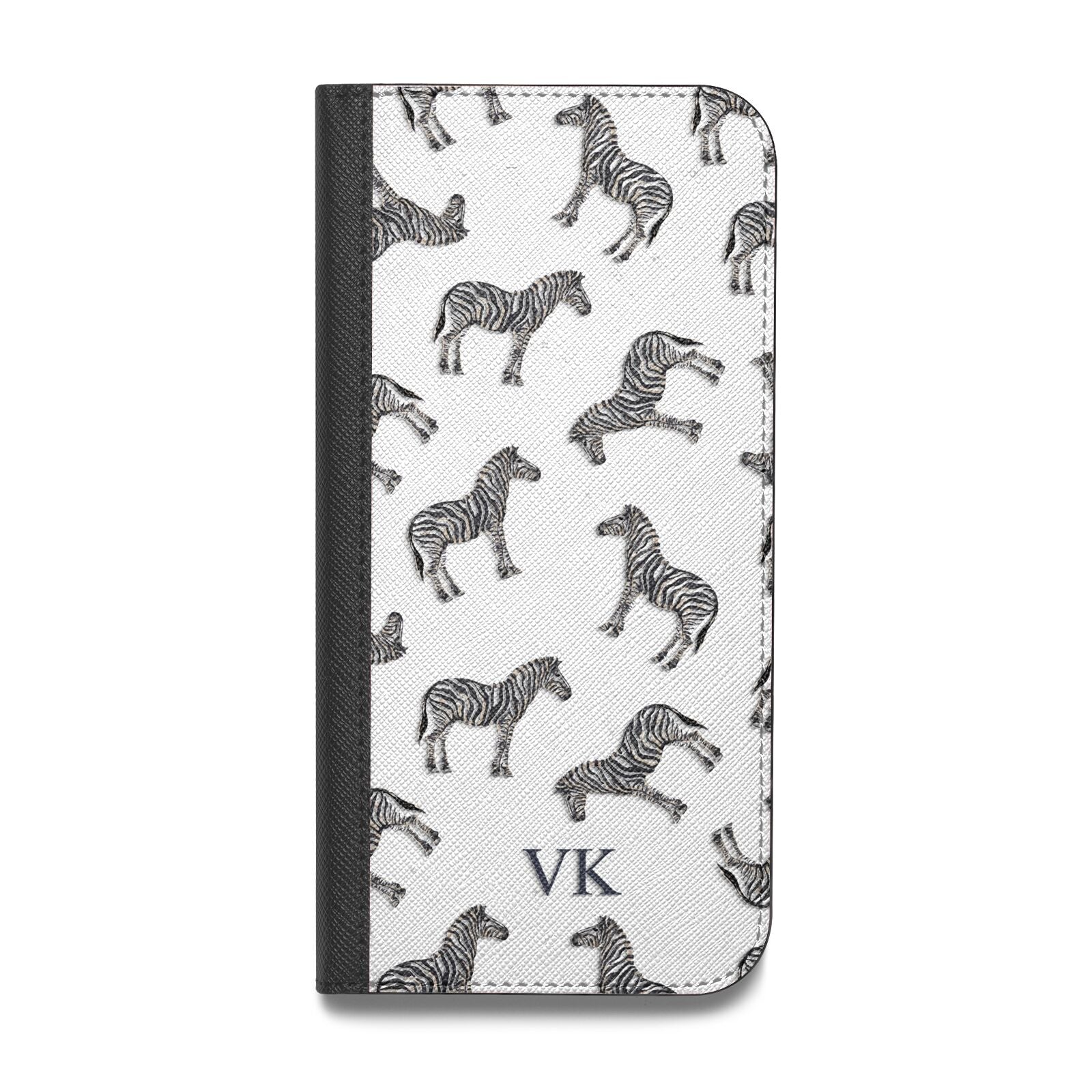 Personalised Zebra Vegan Leather Flip iPhone Case