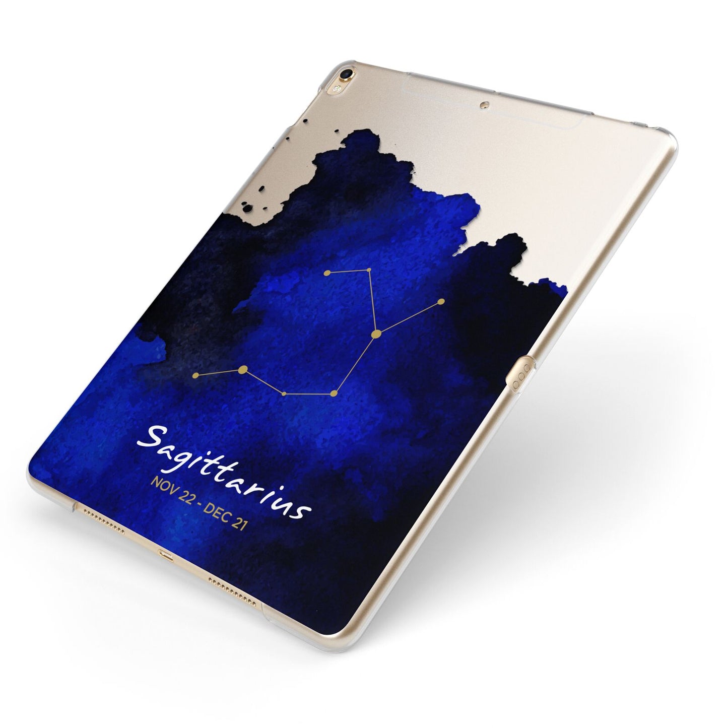 Personalised Zodiac Constellation Star Sign Apple iPad Case on Gold iPad Side View