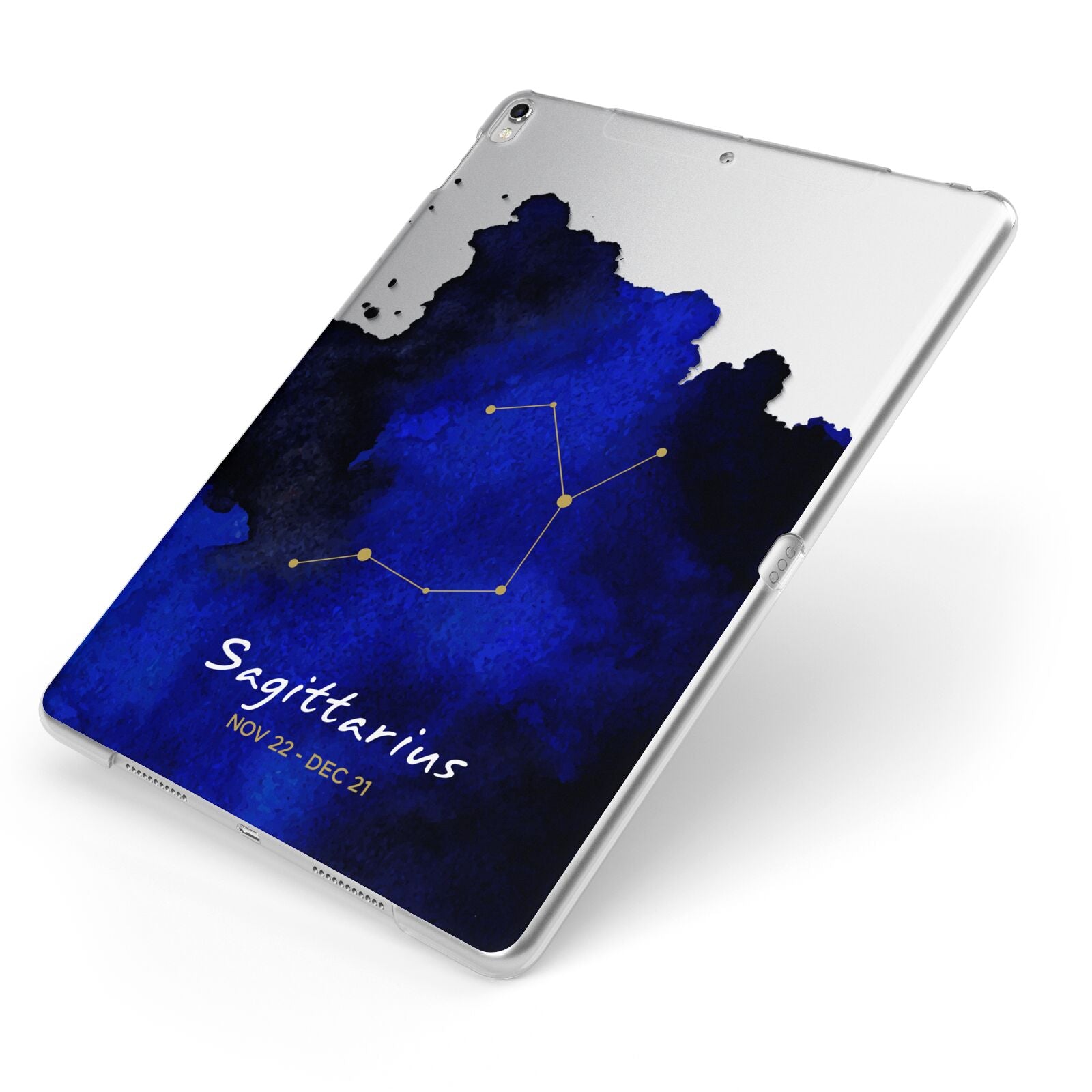 Personalised Zodiac Constellation Star Sign Apple iPad Case on Silver iPad Side View